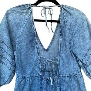 UO Urban Outfitters Acid Wash Denim Mini Babydoll TieredDress New With Tags